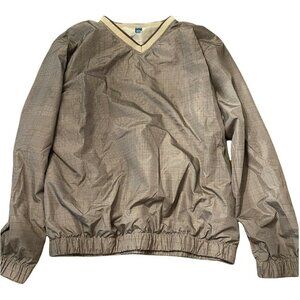 PGA Tour Gold Pullover Windbreaker Medium Brown Plaid Shirt